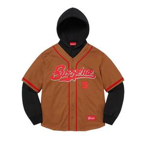Толстовка Supreme Baseball Jersey Hooded Sweatshirt, коричневый