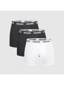 SMILODOX Комплект из 3 боксерских трусов, черно-белые