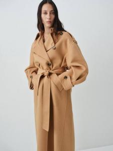 Пальто из вишнёвой шерстяной смеси Mango, Medium Brown