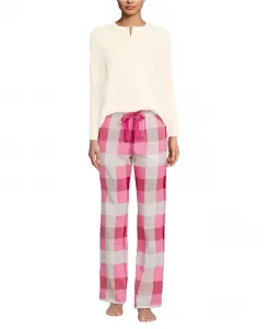 Женский вязаный комплект пижамы из 2 предметов - топ с длинными рукавами и брюки Lands' End, красный