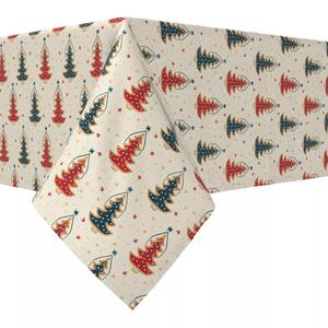 Квадратная скатерть, 100 % хлопок, 52x52 дюйма, нарисованные вручную рождественские елки.