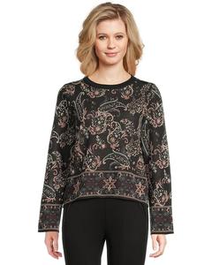 Женский свитер Vince Camuto Festival Paisley Crew Neck, Rich Black