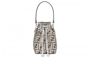 Mon Tresor Viscose Blended Mulberry Silk Ведро Сумка через плечо кроссбоди маленькая женская серебристая FENDI