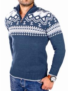 Пуловер RESLAD Strickpullover Troyer Norweger, синий
