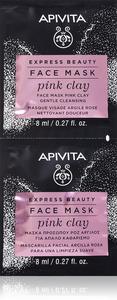 Экспресс-Маска для очищения лица с розовой глиной Apivita, 2× 8 мл