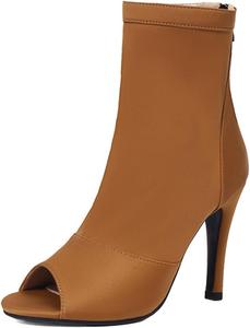 Женские ботильоны MRKEWUNEY с открытым носком на шпильке в стиле гладиатор, 225 Brown