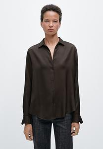 Блуза Massimo Dutti FLOWING SATIN LONG SLEEVE, Dark Brown
