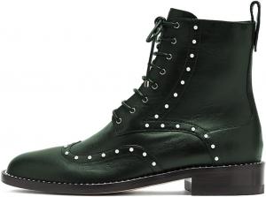 Женские ботинки Pazzion с круглым носком, украшенные бусинами, на низком массивном каблуке, шнуровка, молнии, ботильоны, повседневные, для вечеринок, на плоской подошве, размеры 4-16 US