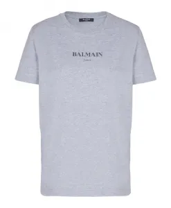 Футболка с принтом Balmain, серый