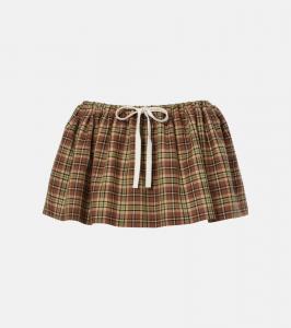 Юбка-мини из плательной шерсти Miu Miu, Cammello+Tabacco