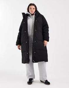 Длинное стеганое пальто Vero Moda Curve 2 в 1 со съемными рукавами черного цвета