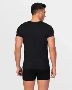 Мужская майка из соевой пряжи с короткими рукавами и V-образным вырезом ZD, черный