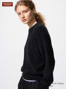 Джемпер из 100% кашемира с круглым вырезом Uniqlo, 09 black