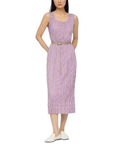 Плиссированное платье миди с круглым вырезом Lafayette 148 New York, фиолетовый