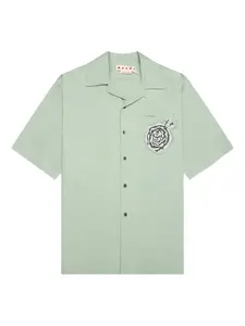 Рубашка с карманом, украшенным кристаллами Marni, зеленый