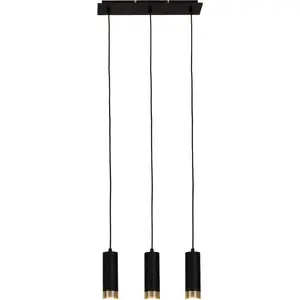Подвесной светильник näve Fridu GU10 1 шт. из матового черного железа с золотыми краями, длина 48 см, для 3x GU10 Näve, черный