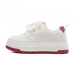 Износостойкие и легкие низкие скейтерские кроссовки женские бело-красные HUANQIU