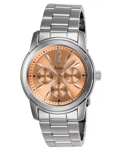 Женские кварцевые часы-хронограф Angel 0462 с циферблатом из розового золота Invicta, silver