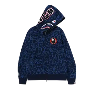 Худи BAPE 30th Anniversary Line Camo Shark Full Zip 'Navy', синий