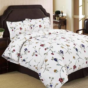 Комплект из 3 пододеяльников Tribeca Living Flannel Floral Garden из 3 предметов, белый