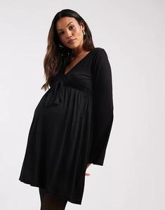 Платье Mamalicious Maternity из мягкого джерси с запахом, удобное для кормящих мам, черного цвета