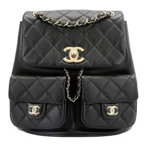 CHANEL Сумка рюкзак из телячьей кожи средний женский черный