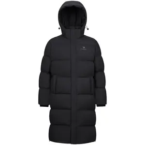 Утепленная ветрозащитная длинная пуховая куртка унисекс с отстегивающимся капюшоном CAMEL, phantom черный