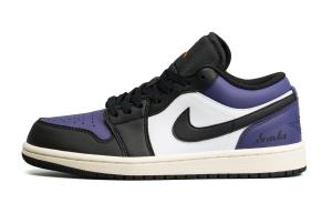 Jordan Кроссовки баскетбольные Unisex низкие Air 1 Cushioning, износостойкие винтажные черно-фиолетовые