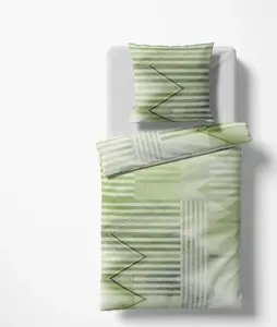 Постельное белье Mako-Satin 155x220 Stripes Zigzag Green 114350-05 Fleuresse