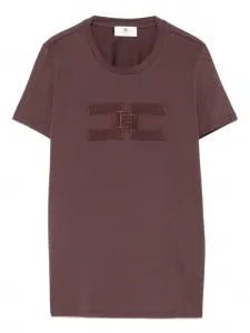Футболка с вышитым логотипом Elisabetta Franchi, фиолетовый