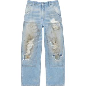 Джинсы с эффектом поношенности MM6 Maison Margiela, светло-голубой