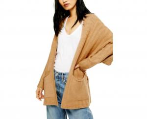 Кардиган свободного кроя с открытой передней частью, коричневый Topshop