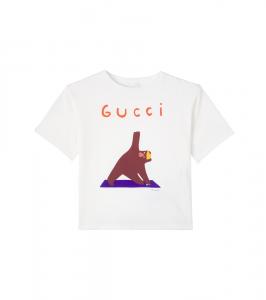 Футболка из хлопкового джерси с принтом Euan Roberts Gucci Kids, New White/Mc