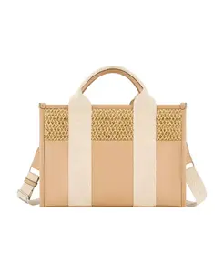 Современная сумка-тоут с логотипом из рафии и тесьмы Tommy Bahama, коричневый/бежевый