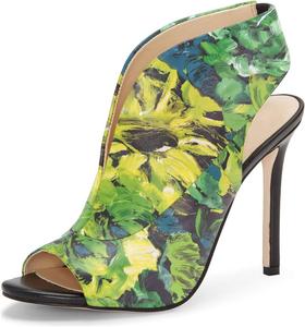 Женские туфли YDN с открытым носком, ремешком на пятке, высоким каблуком-стилето, сандалии, ботильоны с вырезами для вечеринки и офиса, размеры 4-15 США, Green Flower