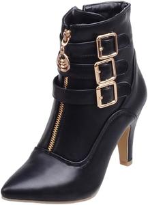 Ботильоны DINTAHA с низким каблуком для женщин, с заостренным носком, нарядные ботинки с низким каблуком, Black