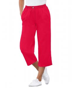 Женские джинсы-капри Within 7-Day из хлопка с эластичным поясом и застежкой на резинке Woman Within, Vivid red