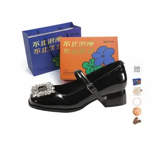 WOXXXN Туфли Мэри Джейн на массивном каблуке женские черные, цвет Black[Box Included](Gift Included)