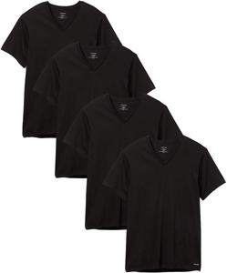 Мужская хлопковая футболка Calvin Klein Classic Fit с коротким рукавом и V-образным вырезом, упаковка 4 шт., Black