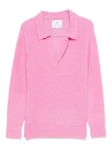 Свитер с воротником поло и V-образным вырезом Seven Gauge, розовый