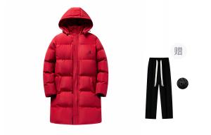 LA'T.WEEKEND Пуховик Unisex, Red (Comes with Fleece-Lined Casual Pants)