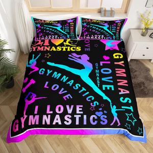 Erosebridal Комплект постельного белья Gymnastics Lover с яркими надписями и сердечками для девочек и женщин, Multi 14