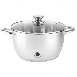 Кастрюля из нержавеющей стали 6,1 л со стеклянной крышкой 26 см - подходит для индукционной плиты, можно мыть в посудомоечной машине