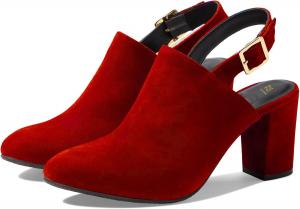 Женские сандалии LEHOOR с ремешком на пятке, массивным каблуком, закрытым носком и высокими каблуками 3 дюйма, летние ботильоны с пряжкой, замшевые без задника, ретро для вечеринки, размеры 4-11 M US, Suede Red