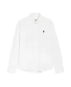 Белая рубашка на пуговицах с вышитым логотипом Ami Paris, белый