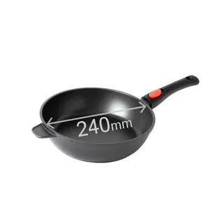 Сковорода BIOL из алюминия с антипригарным покрытием, съемной ручкой, совместима с индукционными плитами и подходит для всех типов плит, серия "DeLux", 24 см Biol