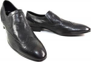 Мужские черные кожаные лоферы Baldinini с перфорацией и крыльями, итальянские туфли