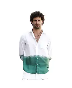 Мужская рубашка Emerald Green Ombre-Plunge Regular Campus Sutra, зеленый