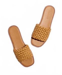 Женские сандалии Suzi Slide из плетеной кожи цвета тоффи Madewell, Woven Leather Toffee