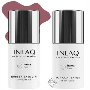Набор: гибридная каучуковая база, 6 мл + гибридный глянцевый топ, 6 мл Inlaq